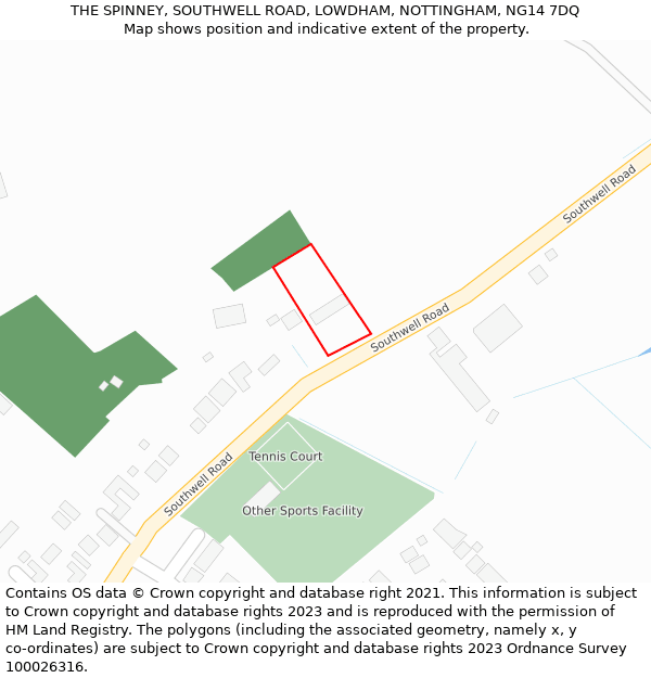 THE SPINNEY, SOUTHWELL ROAD, LOWDHAM, NOTTINGHAM, NG14 7DQ: Location map and indicative extent of plot