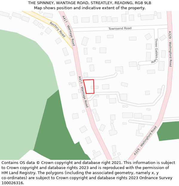 THE SPINNEY, WANTAGE ROAD, STREATLEY, READING, RG8 9LB: Location map and indicative extent of plot