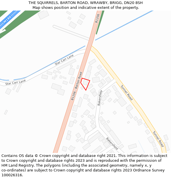 THE SQUIRRELS, BARTON ROAD, WRAWBY, BRIGG, DN20 8SH: Location map and indicative extent of plot