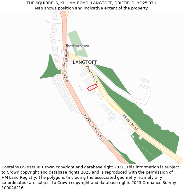 THE SQUIRRELS, KILHAM ROAD, LANGTOFT, DRIFFIELD, YO25 3TU: Location map and indicative extent of plot