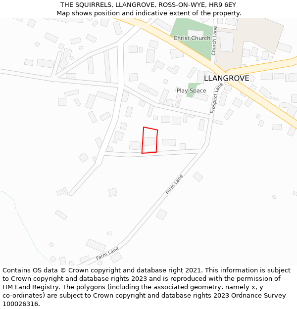 THE SQUIRRELS, LLANGROVE, ROSS-ON-WYE, HR9 6EY: Location map and indicative extent of plot
