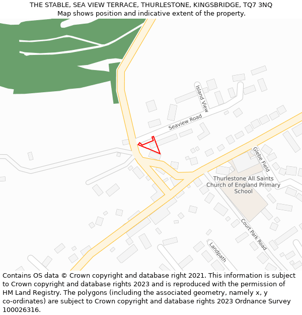 THE STABLE, SEA VIEW TERRACE, THURLESTONE, KINGSBRIDGE, TQ7 3NQ: Location map and indicative extent of plot