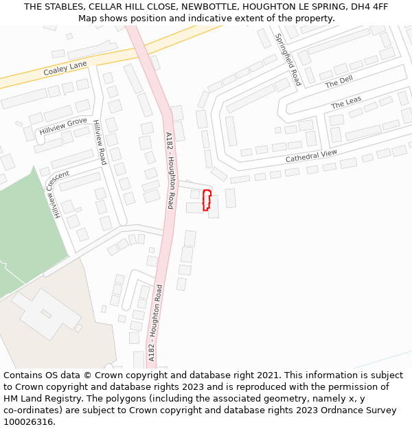 THE STABLES, CELLAR HILL CLOSE, NEWBOTTLE, HOUGHTON LE SPRING, DH4 4FF: Location map and indicative extent of plot