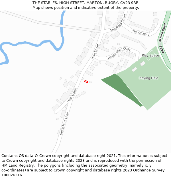 THE STABLES, HIGH STREET, MARTON, RUGBY, CV23 9RR: Location map and indicative extent of plot