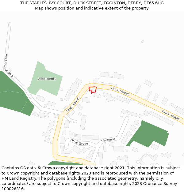 THE STABLES, IVY COURT, DUCK STREET, EGGINTON, DERBY, DE65 6HG: Location map and indicative extent of plot