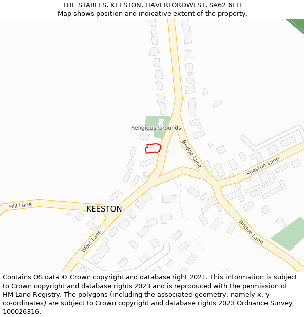 THE STABLES, KEESTON, HAVERFORDWEST, SA62 6EH: Location map and indicative extent of plot