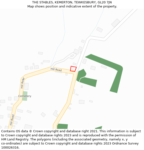 THE STABLES, KEMERTON, TEWKESBURY, GL20 7JN: Location map and indicative extent of plot