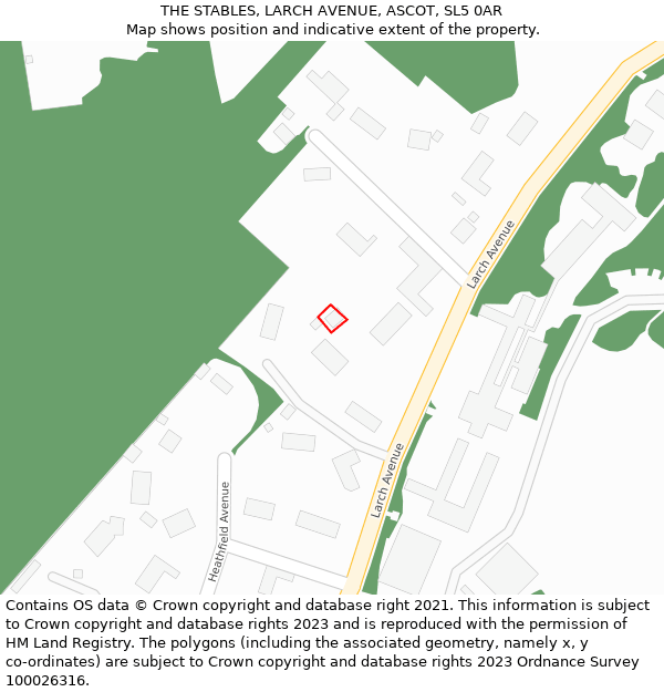 THE STABLES, LARCH AVENUE, ASCOT, SL5 0AR: Location map and indicative extent of plot