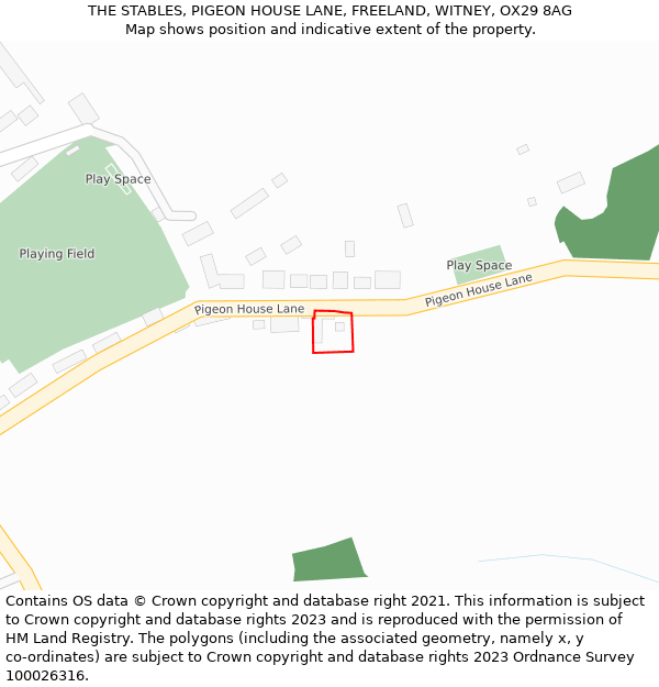 THE STABLES, PIGEON HOUSE LANE, FREELAND, WITNEY, OX29 8AG: Location map and indicative extent of plot