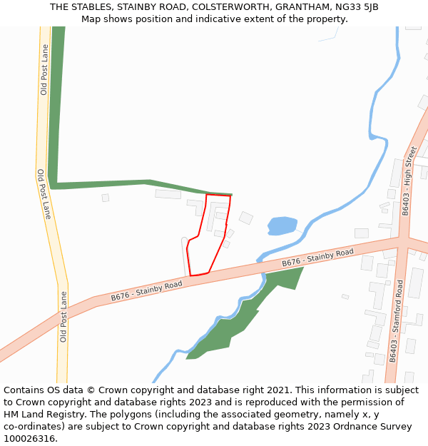 THE STABLES, STAINBY ROAD, COLSTERWORTH, GRANTHAM, NG33 5JB: Location map and indicative extent of plot