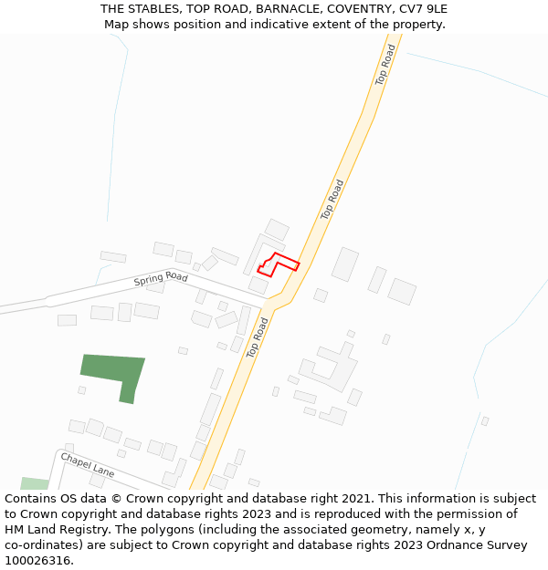 THE STABLES, TOP ROAD, BARNACLE, COVENTRY, CV7 9LE: Location map and indicative extent of plot