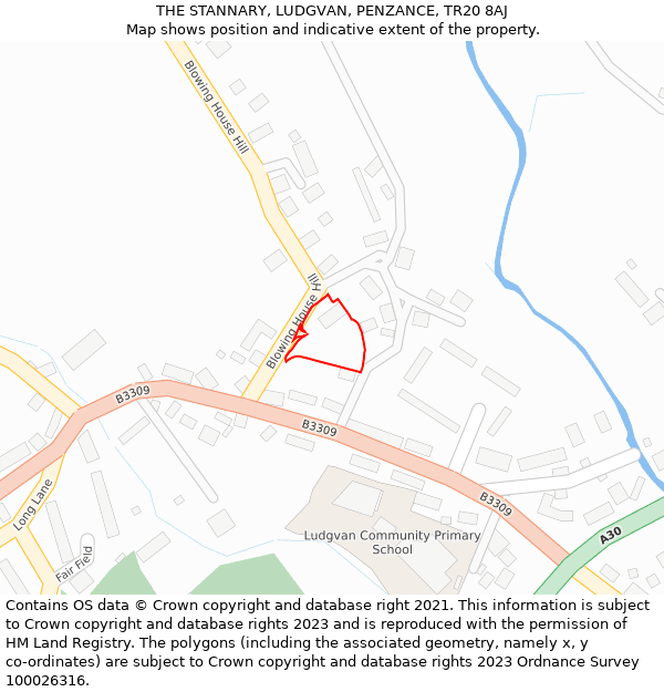 THE STANNARY, LUDGVAN, PENZANCE, TR20 8AJ: Location map and indicative extent of plot