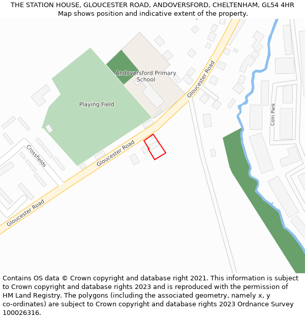 THE STATION HOUSE, GLOUCESTER ROAD, ANDOVERSFORD, CHELTENHAM, GL54 4HR: Location map and indicative extent of plot
