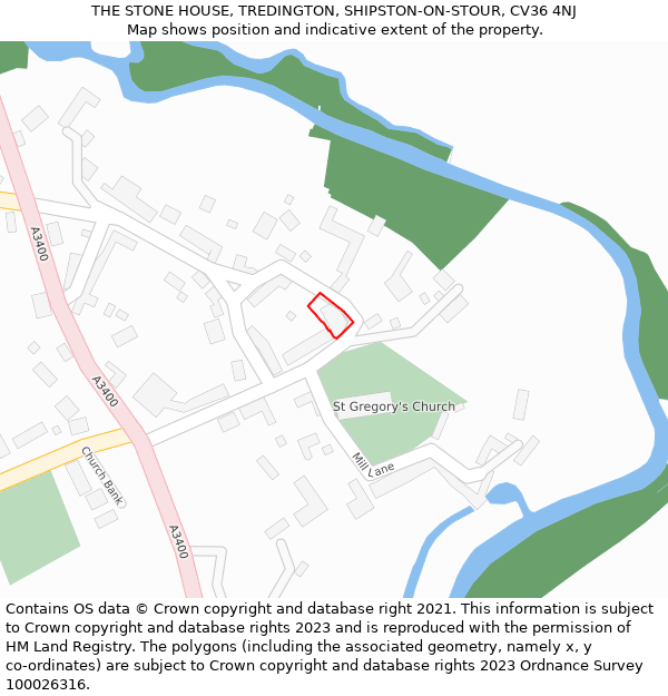 THE STONE HOUSE, TREDINGTON, SHIPSTON-ON-STOUR, CV36 4NJ: Location map and indicative extent of plot
