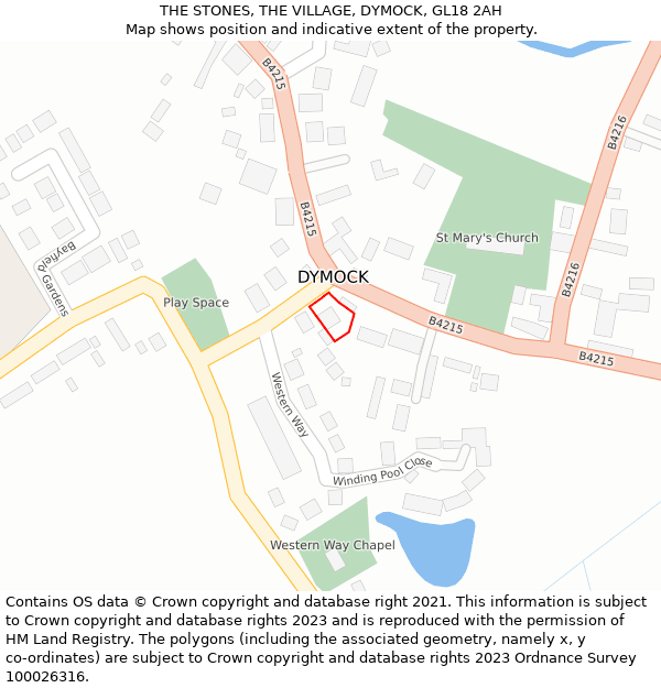 THE STONES, THE VILLAGE, DYMOCK, GL18 2AH: Location map and indicative extent of plot