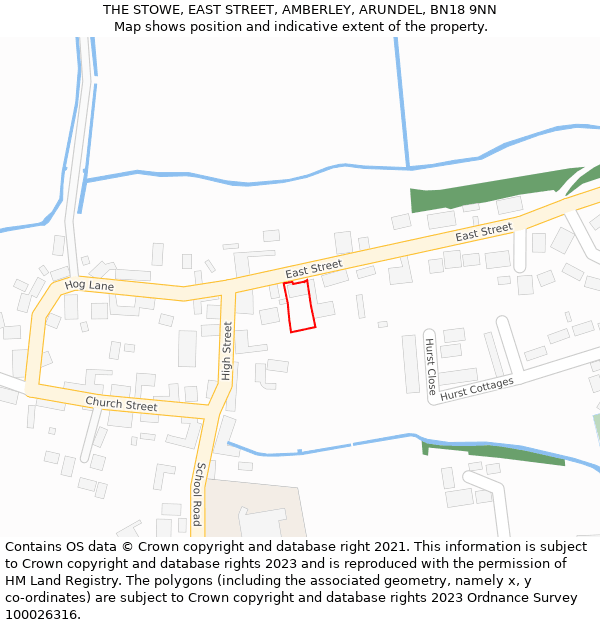 THE STOWE, EAST STREET, AMBERLEY, ARUNDEL, BN18 9NN: Location map and indicative extent of plot