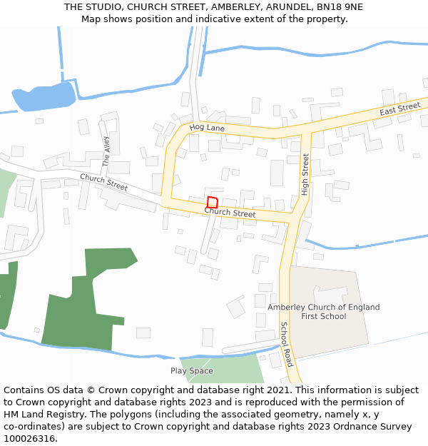 THE STUDIO, CHURCH STREET, AMBERLEY, ARUNDEL, BN18 9NE: Location map and indicative extent of plot