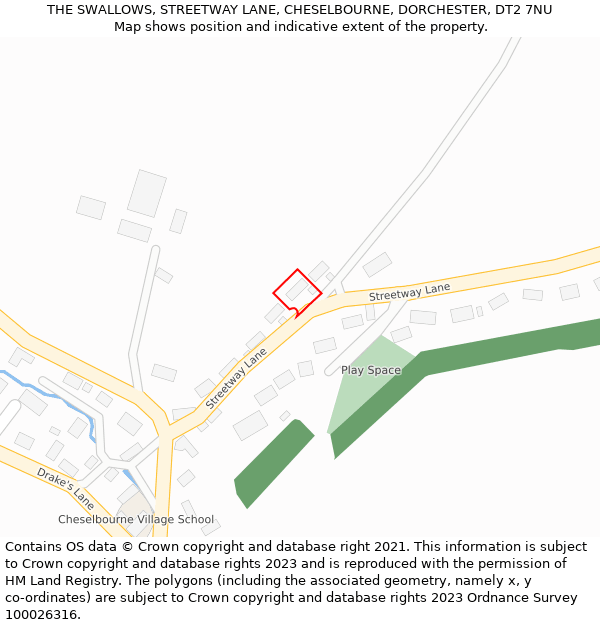 THE SWALLOWS, STREETWAY LANE, CHESELBOURNE, DORCHESTER, DT2 7NU: Location map and indicative extent of plot
