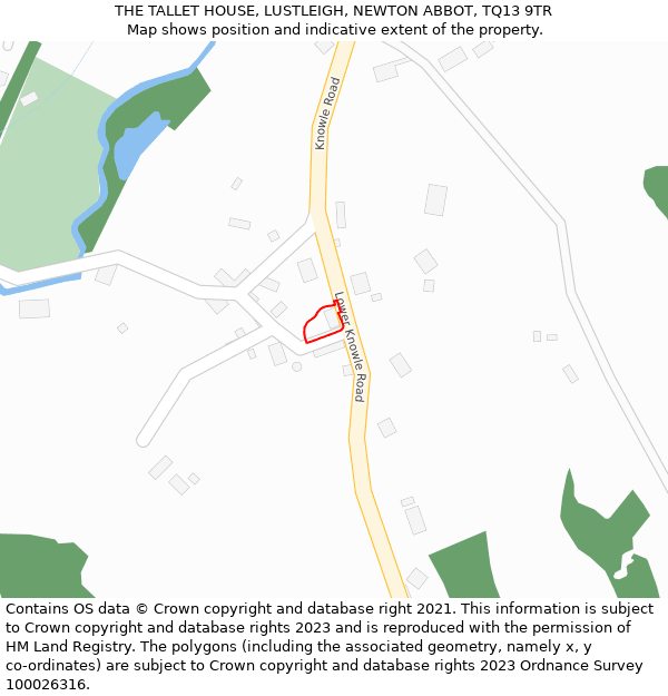 THE TALLET HOUSE, LUSTLEIGH, NEWTON ABBOT, TQ13 9TR: Location map and indicative extent of plot