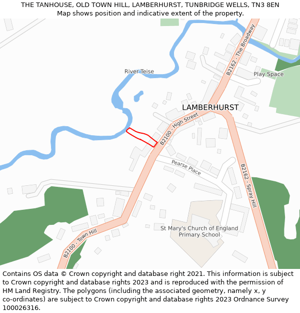 THE TANHOUSE, OLD TOWN HILL, LAMBERHURST, TUNBRIDGE WELLS, TN3 8EN: Location map and indicative extent of plot