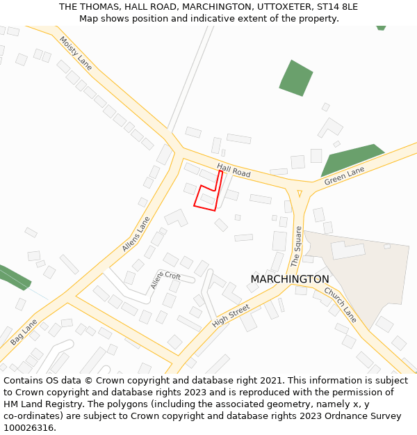 THE THOMAS, HALL ROAD, MARCHINGTON, UTTOXETER, ST14 8LE: Location map and indicative extent of plot