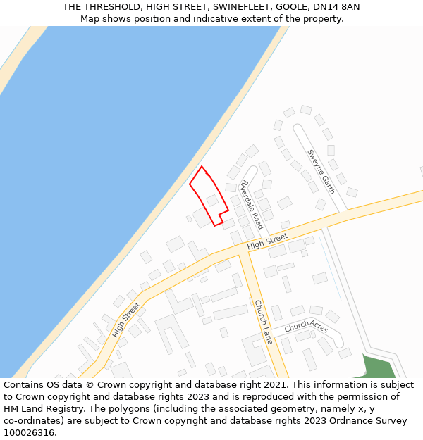 THE THRESHOLD, HIGH STREET, SWINEFLEET, GOOLE, DN14 8AN: Location map and indicative extent of plot