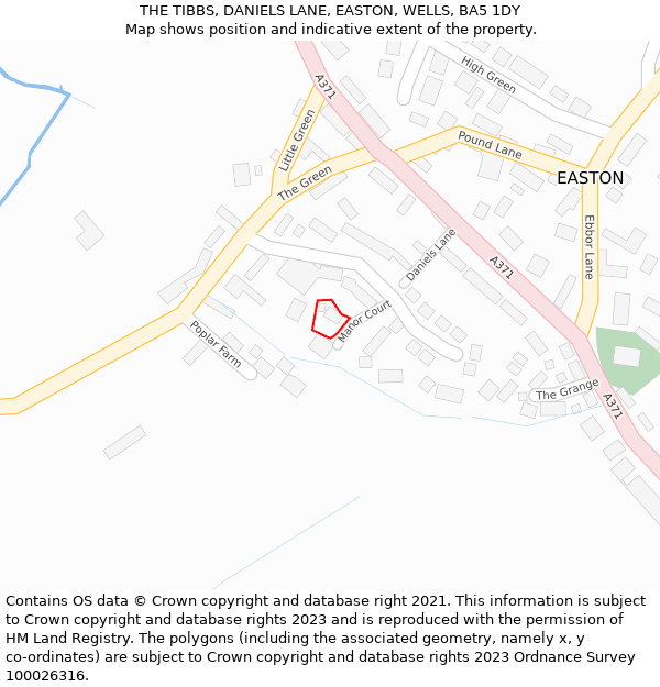 THE TIBBS, DANIELS LANE, EASTON, WELLS, BA5 1DY: Location map and indicative extent of plot