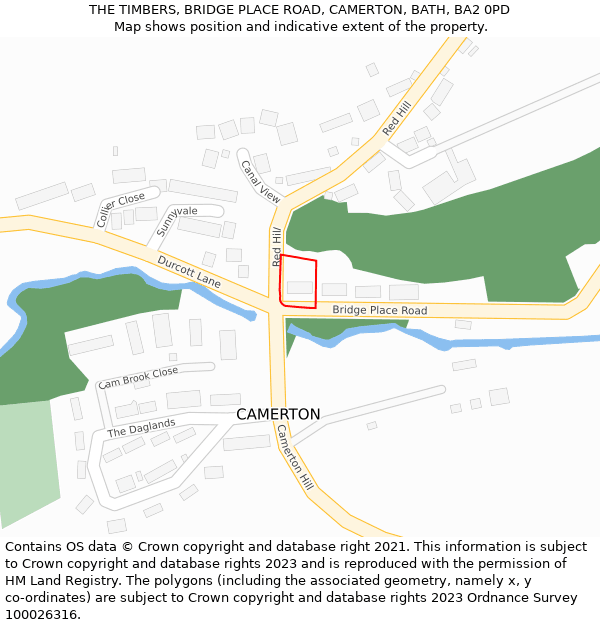 THE TIMBERS, BRIDGE PLACE ROAD, CAMERTON, BATH, BA2 0PD: Location map and indicative extent of plot