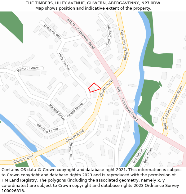 THE TIMBERS, HILEY AVENUE, GILWERN, ABERGAVENNY, NP7 0DW: Location map and indicative extent of plot