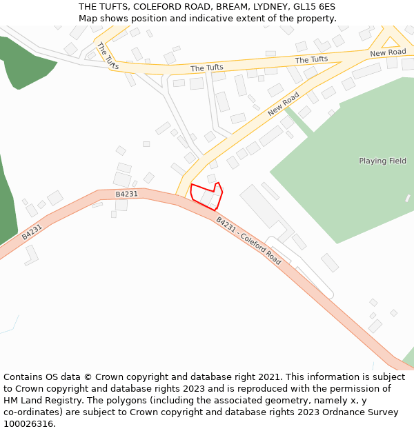 THE TUFTS, COLEFORD ROAD, BREAM, LYDNEY, GL15 6ES: Location map and indicative extent of plot