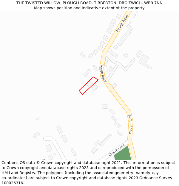 THE TWISTED WILLOW, PLOUGH ROAD, TIBBERTON, DROITWICH, WR9 7NN: Location map and indicative extent of plot