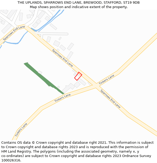 THE UPLANDS, SPARROWS END LANE, BREWOOD, STAFFORD, ST19 9DB: Location map and indicative extent of plot