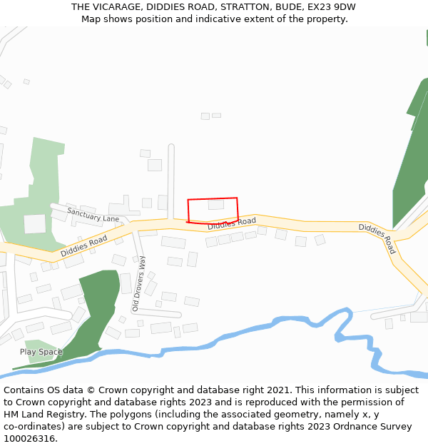 THE VICARAGE, DIDDIES ROAD, STRATTON, BUDE, EX23 9DW: Location map and indicative extent of plot