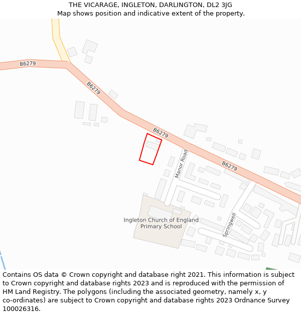 THE VICARAGE, INGLETON, DARLINGTON, DL2 3JG: Location map and indicative extent of plot