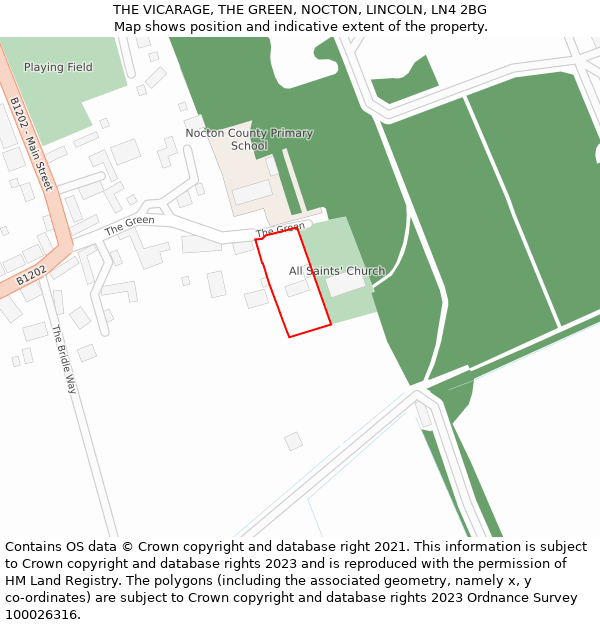 THE VICARAGE, THE GREEN, NOCTON, LINCOLN, LN4 2BG: Location map and indicative extent of plot