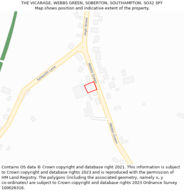 THE VICARAGE, WEBBS GREEN, SOBERTON, SOUTHAMPTON, SO32 3PY: Location map and indicative extent of plot