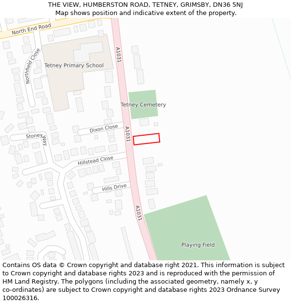 THE VIEW, HUMBERSTON ROAD, TETNEY, GRIMSBY, DN36 5NJ: Location map and indicative extent of plot