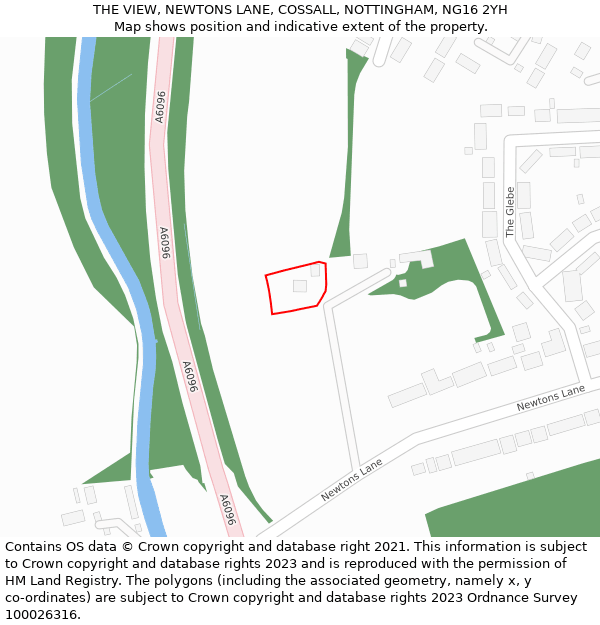THE VIEW, NEWTONS LANE, COSSALL, NOTTINGHAM, NG16 2YH: Location map and indicative extent of plot