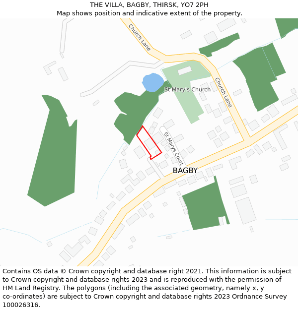 THE VILLA, BAGBY, THIRSK, YO7 2PH: Location map and indicative extent of plot