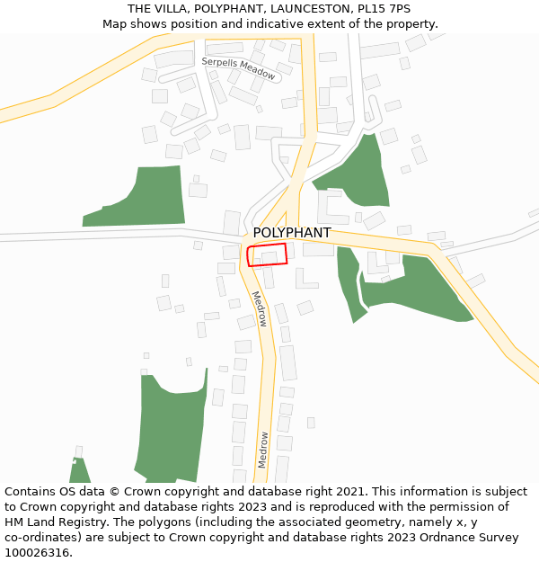 THE VILLA, POLYPHANT, LAUNCESTON, PL15 7PS: Location map and indicative extent of plot