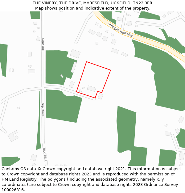 THE VINERY, THE DRIVE, MARESFIELD, UCKFIELD, TN22 3ER: Location map and indicative extent of plot