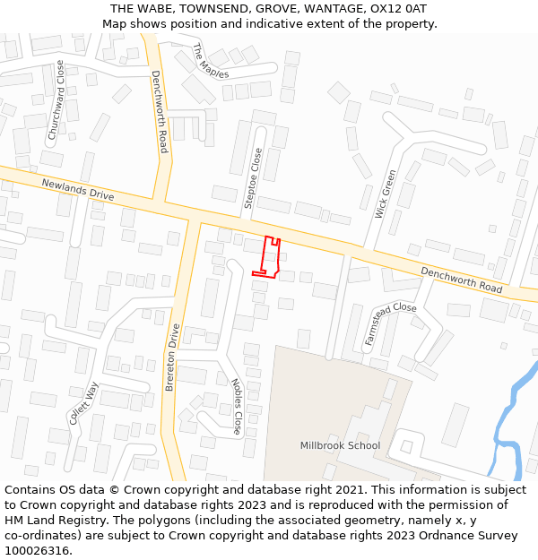 THE WABE, TOWNSEND, GROVE, WANTAGE, OX12 0AT: Location map and indicative extent of plot