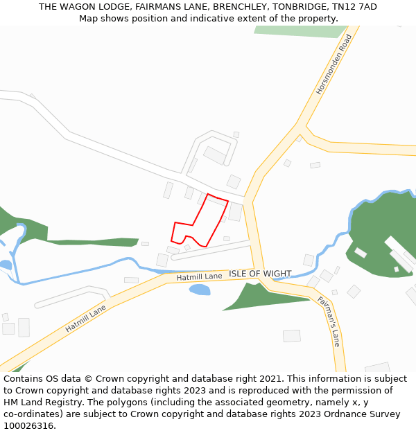 THE WAGON LODGE, FAIRMANS LANE, BRENCHLEY, TONBRIDGE, TN12 7AD: Location map and indicative extent of plot