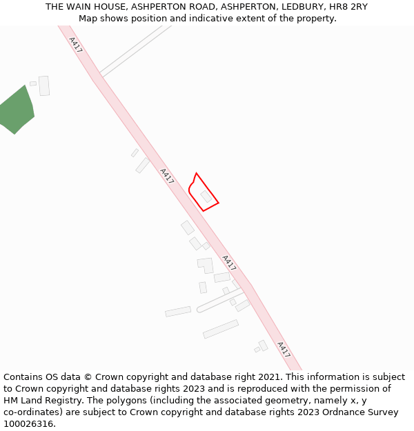 THE WAIN HOUSE, ASHPERTON ROAD, ASHPERTON, LEDBURY, HR8 2RY: Location map and indicative extent of plot