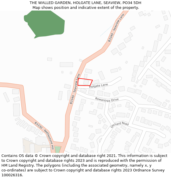 THE WALLED GARDEN, HOLGATE LANE, SEAVIEW, PO34 5DH: Location map and indicative extent of plot