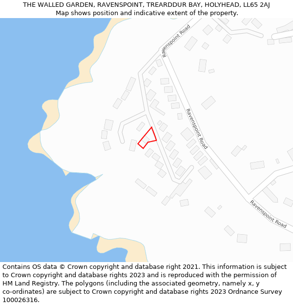 THE WALLED GARDEN, RAVENSPOINT, TREARDDUR BAY, HOLYHEAD, LL65 2AJ: Location map and indicative extent of plot