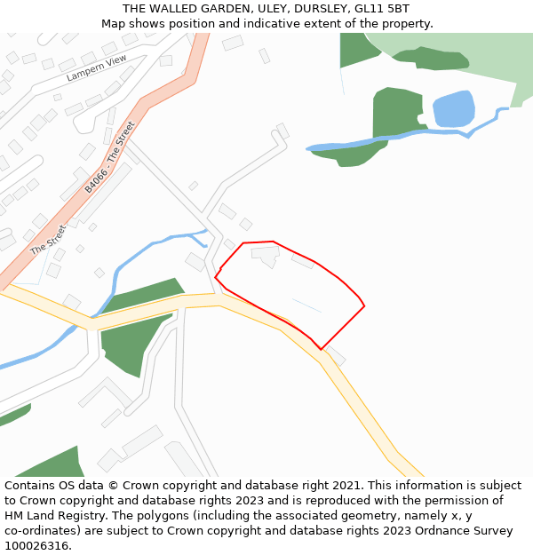 THE WALLED GARDEN, ULEY, DURSLEY, GL11 5BT: Location map and indicative extent of plot