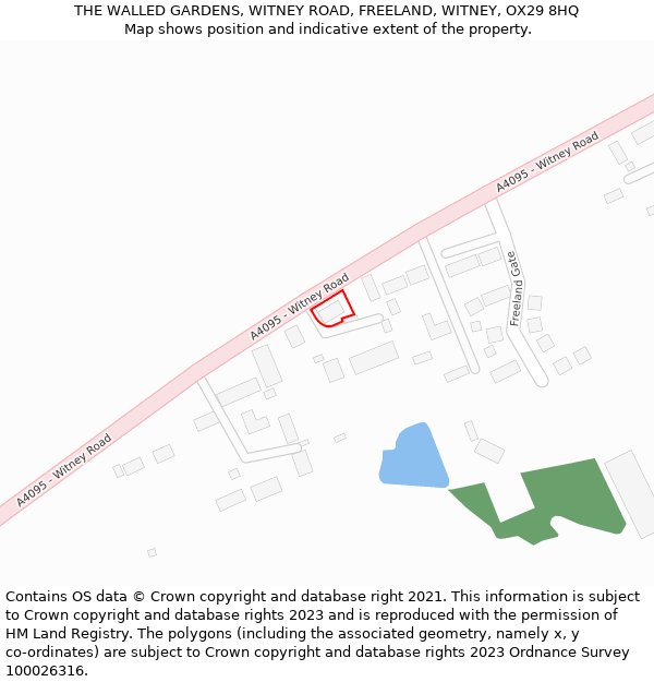 THE WALLED GARDENS, WITNEY ROAD, FREELAND, WITNEY, OX29 8HQ: Location map and indicative extent of plot