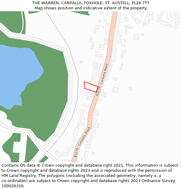 THE WARREN, CARPALLA, FOXHOLE, ST. AUSTELL, PL26 7TY: Location map and indicative extent of plot