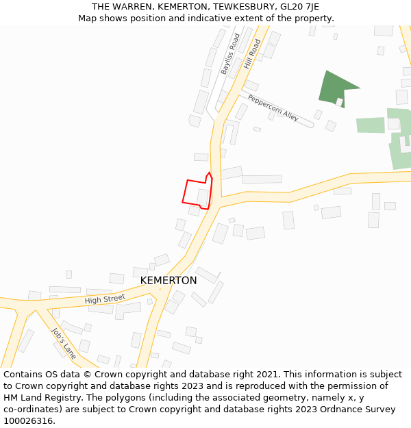 THE WARREN, KEMERTON, TEWKESBURY, GL20 7JE: Location map and indicative extent of plot